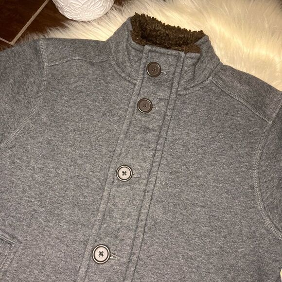 Gapkids grey fur collared grey sweatshirt jacket sz small 6-7 - Picture 2 of 7